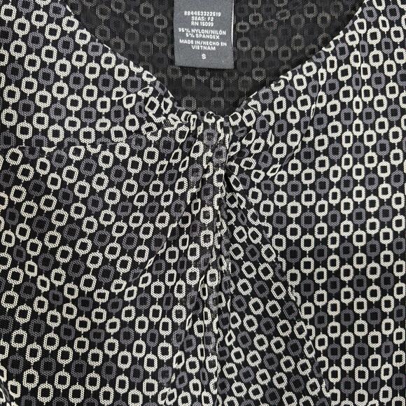 Covington Women's Y2K Black & White Geometric Sleeveless Top - Size Small - Mesh - Picture 3 of 6